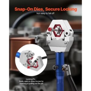 hydraulic hose crimper, hydra krimp ac hose crimper kit with 7 dies snap on, integral manual hydraulic a/c hoses crimping tool for automotive & air conditioning repair with carrying case