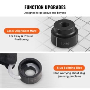 hydraulic knockout punch kit, 15 ton 1/2" to 4" conduit hole cutter set, ko tool kits with puncher 10 piece, metal sheet driver tools, for aluminum, brass, stainless steel, fiberglass and plasti