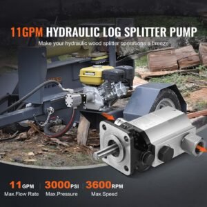 hydraulic log splitter pump, 11gpm, 2 stage 3000psi wood log splitter pump, 1'' inlet 1/2'' npt outlet 3600 rpm aluminum hydraulic gear pump, for small engine mounting log splitters snowplow