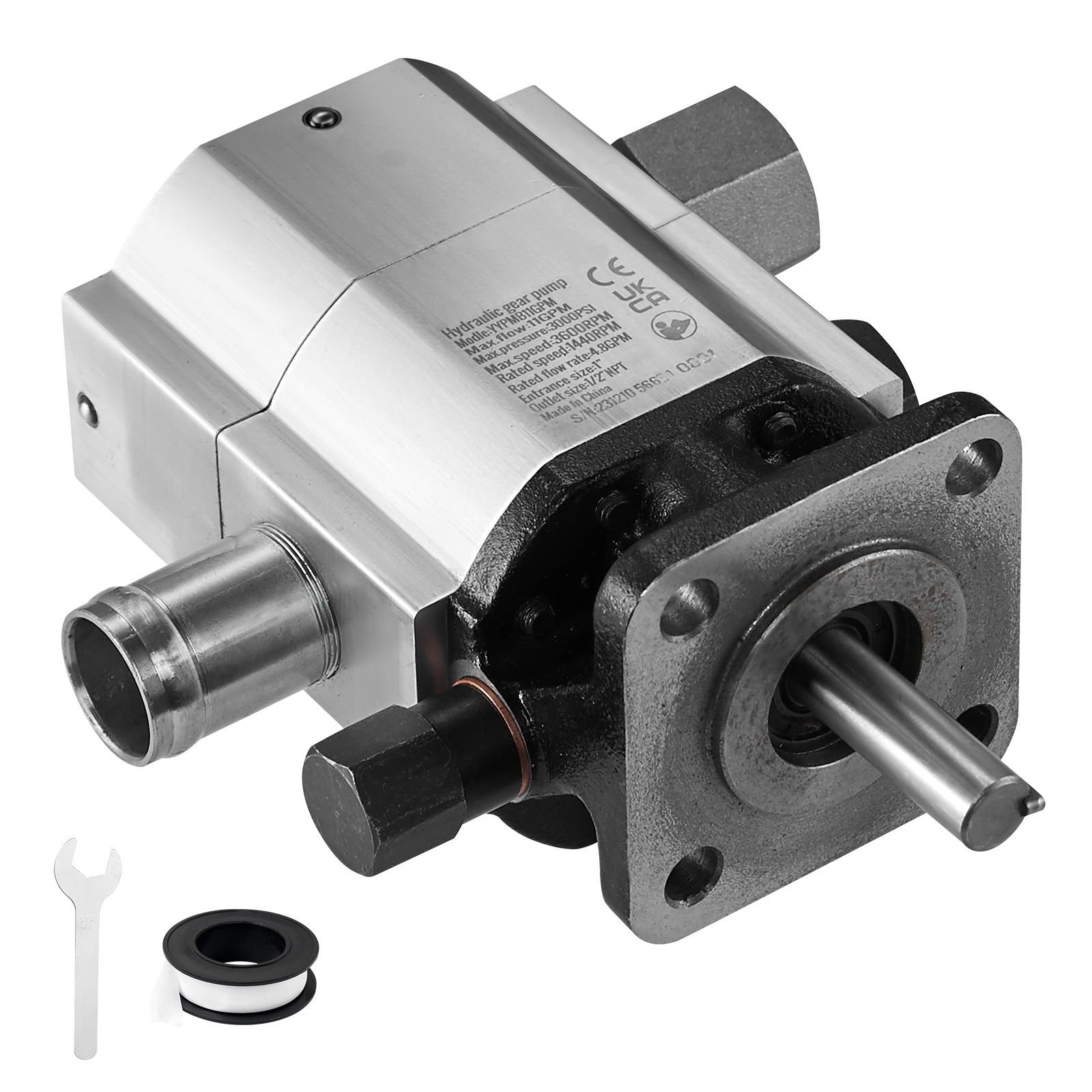 hydraulic log splitter pump, 11gpm, 2 stage 3000psi wood log splitter pump, 1'' inlet 1/2'' npt outlet 3600 rpm aluminum hydraulic gear pump, for small engine mounting log splitters snowplow