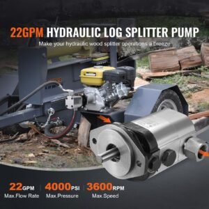 hydraulic log splitter pump, 22gpm, 2 stage 4000psi wood log splitter pump, 1 1/4'' inlet 3/4'' npt outlet 3600 rpm aluminum hydraulic gear pump, for small engine mounting log splitters snowplow