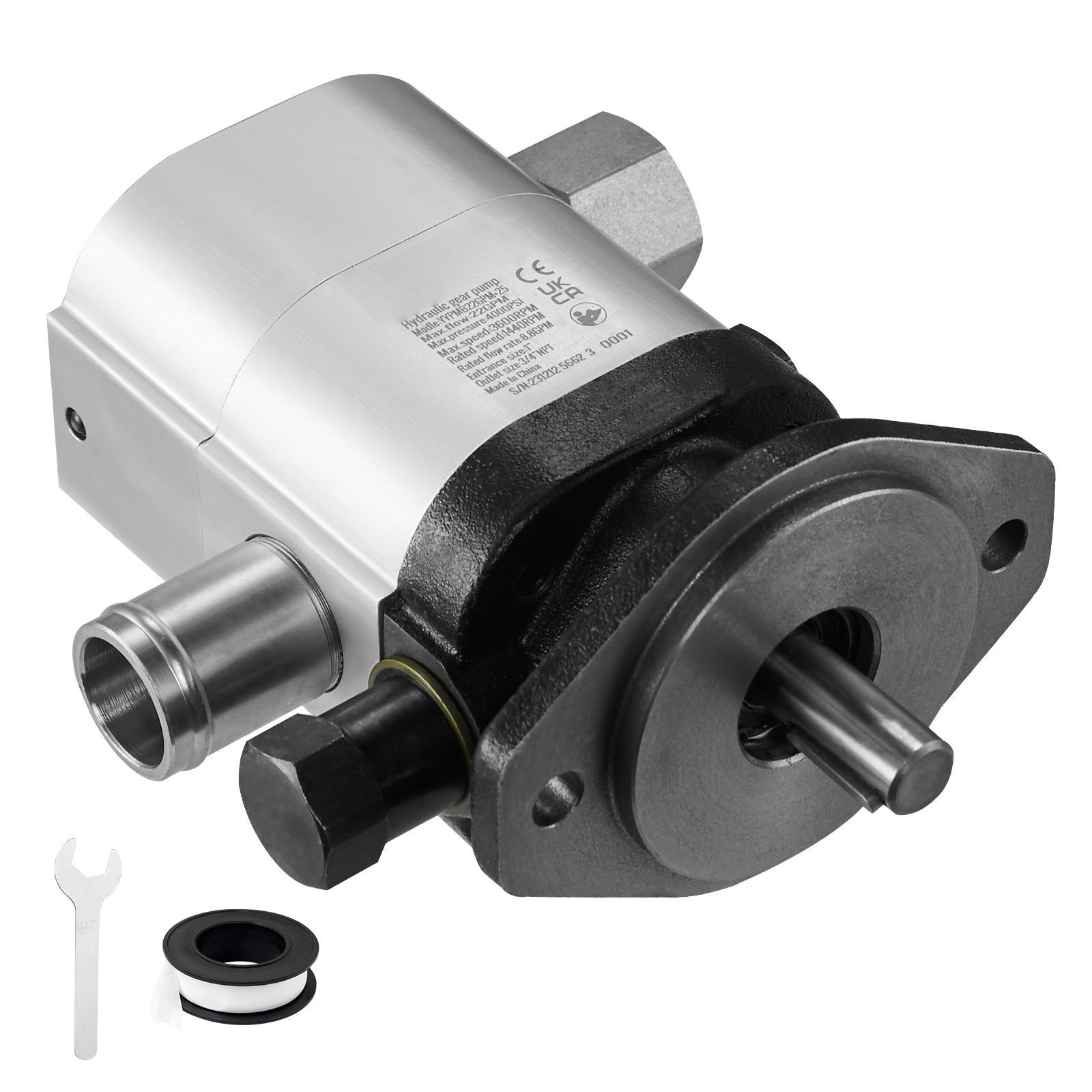 hydraulic log splitter pump, 22gpm, 2 stage 4000psi wood log splitter pump, 1 1/4'' inlet 3/4'' npt outlet 3600 rpm aluminum hydraulic gear pump, for small engine mounting log splitters snowplow