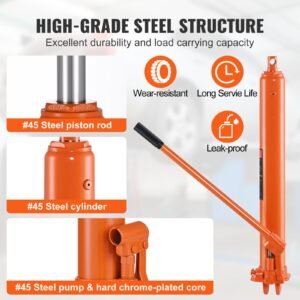 hydraulic long ram jack, 3 ton engine hoist cylinder with single piston pump and clevis base, hydraulic ram cylinder for engine lift hoists, hydraulic garage/shop cranes, mechanical, farm