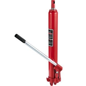 Hydraulic Long Ram Jack, 3 Tons/6600 lbs Capacity, with Single Piston Pump and Clevis Base, Manual Cherry Picker with Handle, for Garage/Shop Cranes, Engine Lift Hoist, Red(Only Jack)