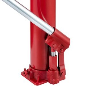hydraulic long ram jack, 4 tons/8818 lbs capacity, with single piston pump and flat base, manual cherry picker with handle, for garage/shop cranes, engine lift hoist, red