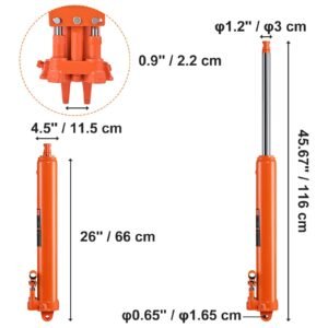hydraulic long ram jack, 8 ton engine hoist cylinder with double piston pump and clevis base, hydraulic ram cylinder for engine lift hoists, hydraulic garage/shop cranes, mechanical, farm