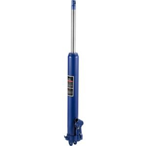 hydraulic long ram jack, 8 tons/17363 lbs capacity, with single piston pump and clevis base, manual cherry picker with handle, for garage/shop cranes, engine lift hoist, blue