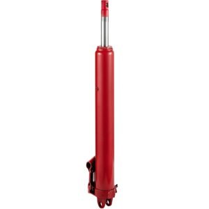 hydraulic long ram jack, 8 tons/17363 lbs capacity, with single piston pump and clevis base, manual cherry picker with handle, for garage/shop cranes, engine lift hoist, red