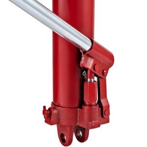 hydraulic long ram jack, 8 tons/17363 lbs capacity, with single piston pump and clevis base, manual cherry picker with handle, for garage/shop cranes, engine lift hoist, red