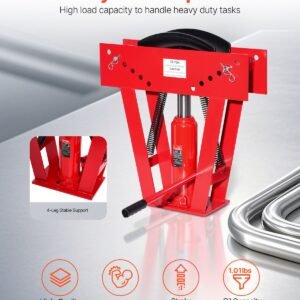hydraulic pipe bender, 16 ton manual copper exhaust pipe bending machine with 8 dies (1/2" 3") and 90 180° adjustable rollers, heavy duty pipe tube bender for piping railing construction