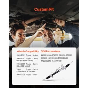 hydraulic power steering rack and pinion, compatible with 2004 2006 toyota camry (se or xle model), 2004 toyota camry (le model with 16" wheels), 2007 2011 toyota camry (except hybrid model)