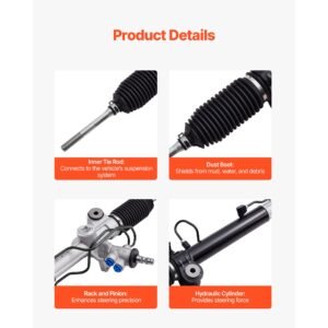 hydraulic power steering rack and pinion, steering rack and pinion assembly with dust boot, compatible with 2004 2006 lexus rx330, 2007 2009 lexus rx350, 2001 2007 toyota highlander