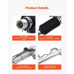 hydraulic power steering rack and pinion, with dust boot, compatible with 1996 2000 toyota 4runner l4 2.7l, 1996 2002 toyota 4runner v6 3.4l, 1998 2004 toyota tacoma l4 2.7l / v6 3.4l (rwd)