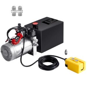 hydraulic pump, 6 quart hydraulic power unit, double acting dump trailer pump, 0.91 gpm flow rate, 3200 psi max relief pressure, dc 12v hydraulic pump for dump trailer car lifting