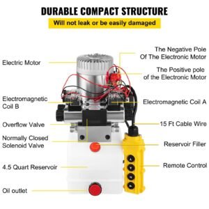 hydraulic pump double acting hydraulic power unit double solenoid hydraulic power pack 12v dc hydraulic power pump with 4.5liter reservoir for dump trailer car lifting