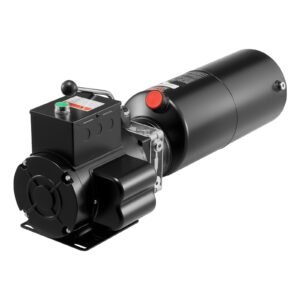 hydraulic pump power unit, ac 220v, 10 quart single acting hydraulic unit, 6.3 l/min oil flow, max discharge pressure 22 mpa for dump truck, auto repair garage, car lifting platforms, black