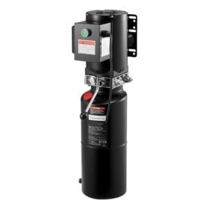 hydraulic pump power unit, ac 220v, 10 quart single acting hydraulic unit, 6.3 l/min oil flow, max discharge pressure 22 mpa for dump truck, auto repair garage, car lifting platforms, black