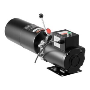 hydraulic pump power unit, ac 220v, 10 quart single acting hydraulic unit, 6.3 l/min oil flow, max discharge pressure 22 mpa for dump truck, auto repair garage, car lifting platforms, black