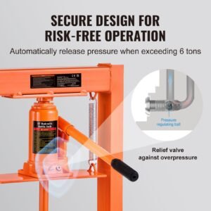hydraulic shop press, 6 ton h frame hydraulic garage/shop floor press, adjustable shop press with press plates, heavy duty hydraulic press for garage, shop, workshop