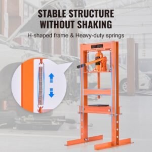 hydraulic shop press, 6 ton h frame hydraulic garage/shop floor press, adjustable shop press with press plates, heavy duty hydraulic press for garage, shop, workshop