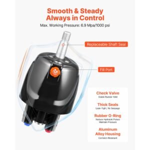 hydraulic steering helm pump, 150 hp, helm pump for boat, with 6.9 mpa/1000 psi max working pressure, aluminum alloy housing, check valve, replaceable shaft seal, for outboards fishing boats