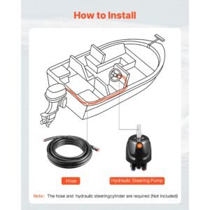 hydraulic steering helm pump, 150 hp, helm pump for boat, with 6.9 mpa/1000 psi max working pressure, aluminum alloy housing, check valve, replaceable shaft seal, for outboards fishing boats