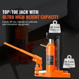 hydraulic toe jack, 10 ton on toe toe jack lift, 20 ton on top lift capacity machine jack, 1.2 7.5 in toe height, 12.6 18.9 in top height, air hydraulic claw jack for machinery, industry
