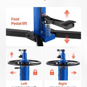 hydraulic transmission jack, 1660 lbs / 0.75 ton lifting capacity telescoping transmission jack with foot pedal, 360° swivel wheel, 34.6 69.3 in high lifting height, lift hoist for garage/shop