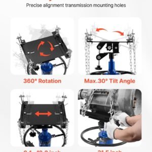 hydraulic transmission jack, 1660 lbs / 0.75 ton lifting capacity telescoping transmission jack with foot pedal, 360° swivel wheel, 34.6 69.3 in high lifting height, lift hoist for garage/shop