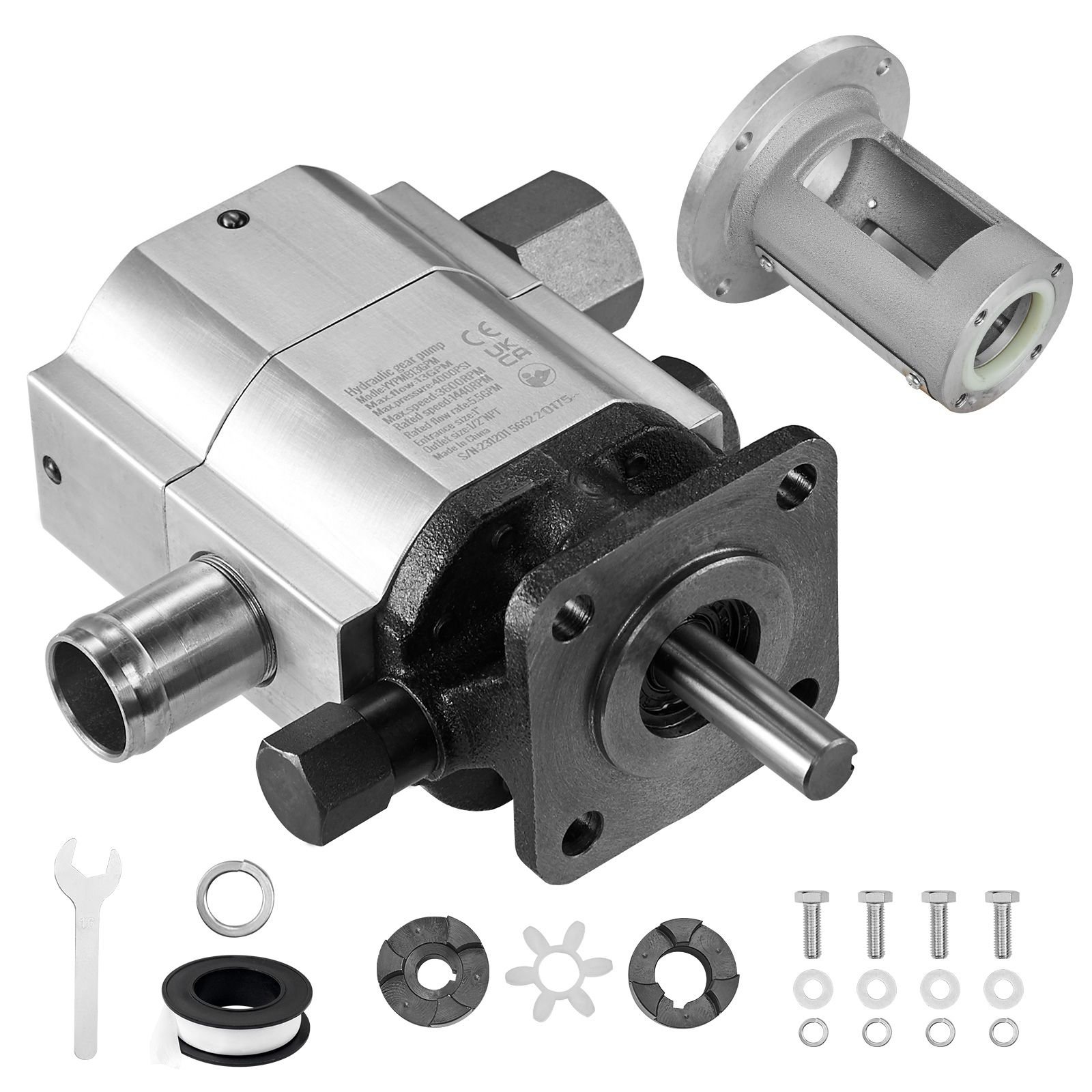 hydraulic wood log splitter pump kit, 13 gpm, 2 stage 4000 psi aluminum hydraulic gear pump, with coupling installation base 1/2'' npt outlet 3600 rpm, for small engine mounting log splitter