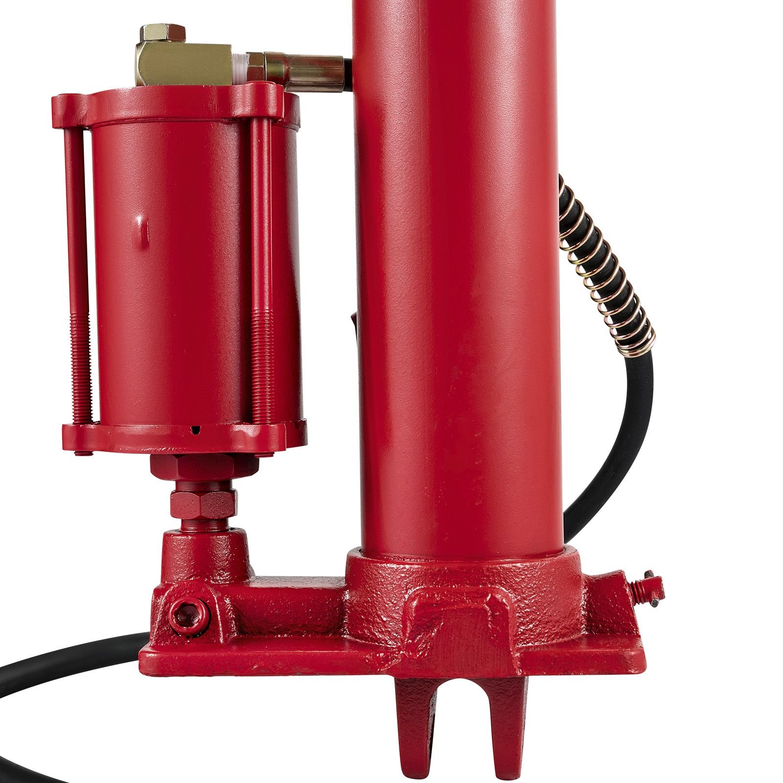 hydraulic/pneumatic long ram jack, 8 tons/17363 lbs capacity, with single piston pump and clevis base, manual cherry picker with handle, for garage/shop cranes, engine lift hoist, red