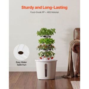 hydroponic tower, 20 pods 4 tiers hydroponics growing system kit, vertical home hydronic garden with 20l water tank & pump, planter plants germination kit for indoor herbs, fruits, vegetables