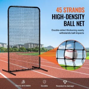 i screen baseball for batting cage, 7x4 ft baseball softball safety screen, body protector portable batting screen with carry bag & ground stakes, heavy duty pitching net for pitchers protection