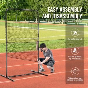 i screen baseball for batting cage, 7x4 ft baseball softball safety screen, body protector portable batting screen with carry bag & ground stakes, heavy duty pitching net for pitchers protection