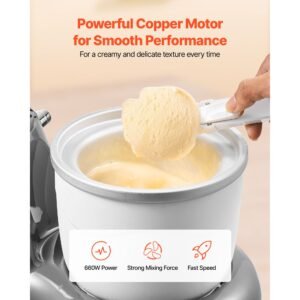 ice cream maker, 1.8 qt. capacity, 6 speed electric stand mixer, with led digital display & timer, mixing paddle, dough hook, splash guard, for homemade frozen yogurt fruit sorbet gelato, grey