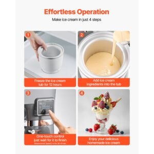 ice cream maker, 1.8 qt. capacity, 6 speed electric stand mixer, with led digital display & timer, mixing paddle, dough hook, splash guard, for homemade frozen yogurt fruit sorbet gelato, grey