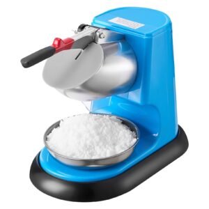 Ice Crusher Machine, 220lbs Per Hour Electric 4 Blades Snow Cone Maker, Stainless Steel Shaved Ice Machine with Bowl and Cover, 300W 1400RPM Ice-Shaver for Home and Commercial Use, Blue