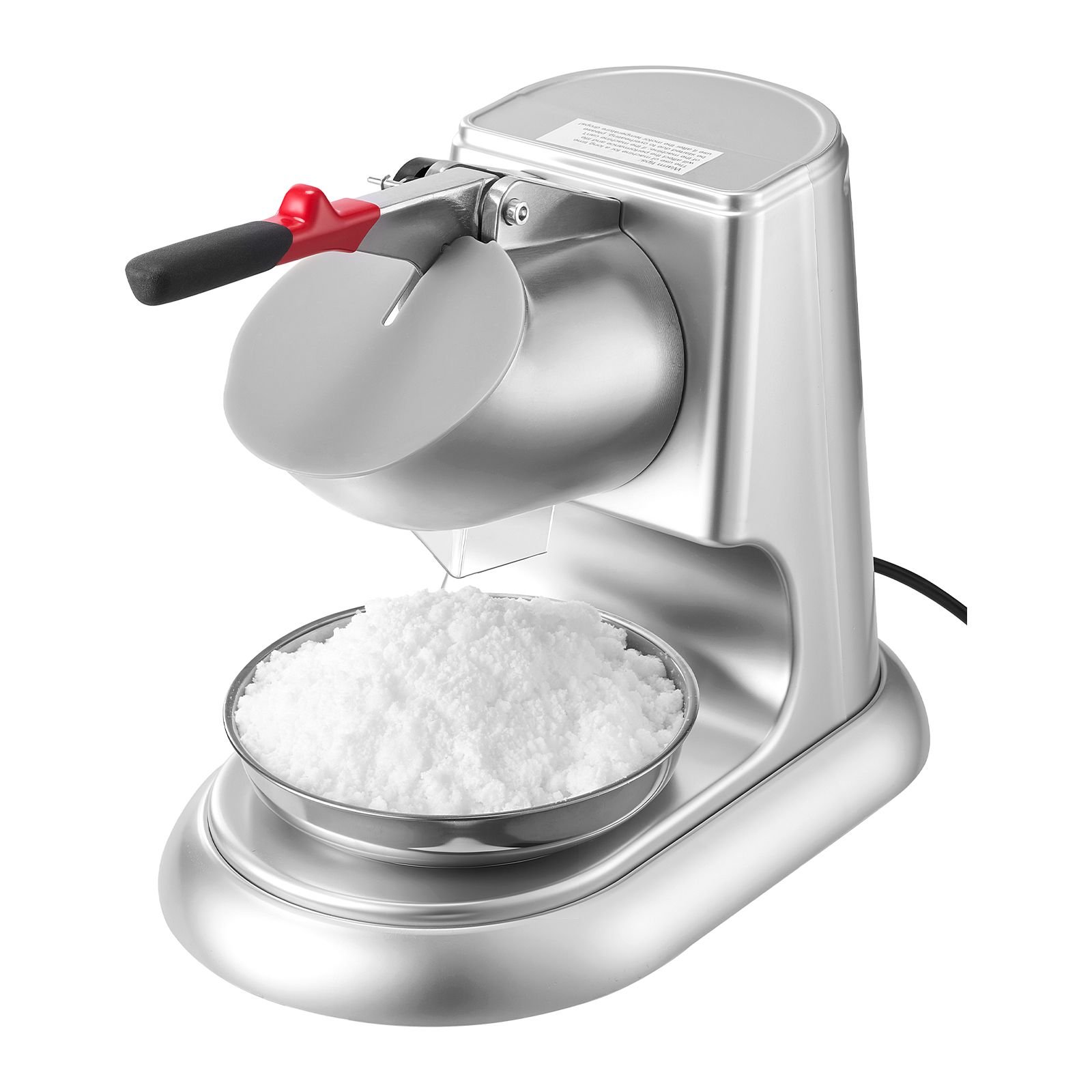 ice crusher machine, 220lbs per hour electric 4 blades snow cone maker, stainless steel shaved ice machine with bowl and cover, 300w 2000rpm ice shaver for home and commercial use, silver
