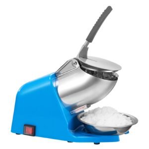 Ice Crusher Machine, 286lbs Per Hour Electric 4 Blades Snow Cone Maker, Stainless Steel Shaved Ice Machine with Bowl and Cover, 300W 2000RPM Ice-Shaver for Home and Commercial Use, Blue