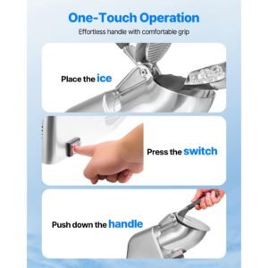 ice crusher machine, 286lbs per hour electric 4 blades snow cone maker, stainless steel shaved ice machine with bowl and cover, 300w 2000rpm ice shaver for home and commercial use, silver