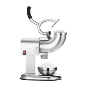 ice crusher machine, 440lbs per hour electric 4 blades snow cone maker, all stainless steel shaved ice machine with bowl and cover, 350w 1400rpm ice shaver for home and commercial use, silver