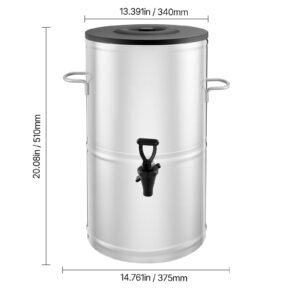 ice tea dispenser, 4 gal/15l 304 stainless steel beverage dispenser with spigot & handle, suitable for hot and cold drinks, for iced tea coffee water in cafes & restaurants