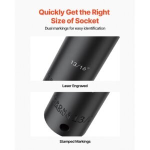 impact socket set, 1/2" 19 piece impact sockets, deep socket, 6 point sockets, 1/2 inches drive socket set impact 3/8 inch 1 1/2 inch, cr v rugged construction, with a storage cage