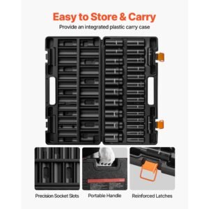 impact socket set, 1/2" drive, 26 piece impact sockets, 6 point sockets, metric 10 30 mm, 32 36 mm, easy to identify, with a sturdy storage case, cr v alloy steel structure, for vehicles repair