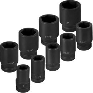impact socket set 1/2 inches 19 piece impact sockets, standard socket assortment, 1/2 inches drive socket set impact standard sae (3/8 inches to 1 1/2 inches) 6 point hex sockets
