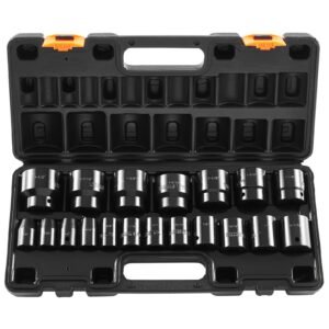 impact socket set 1/2 inches 19 piece impact sockets, standard socket assortment, 1/2 inches drive socket set impact standard sae (3/8 inches to 1 1/2 inches) 6 point hex sockets