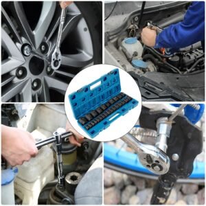 impact socket set 1/2 inches 26 piece impact sockets, shallow socket, 6 point sockets, rugged construction, cr v, 1/2 inches drive socket set impact metric 10mm 36mm, with a storage cage