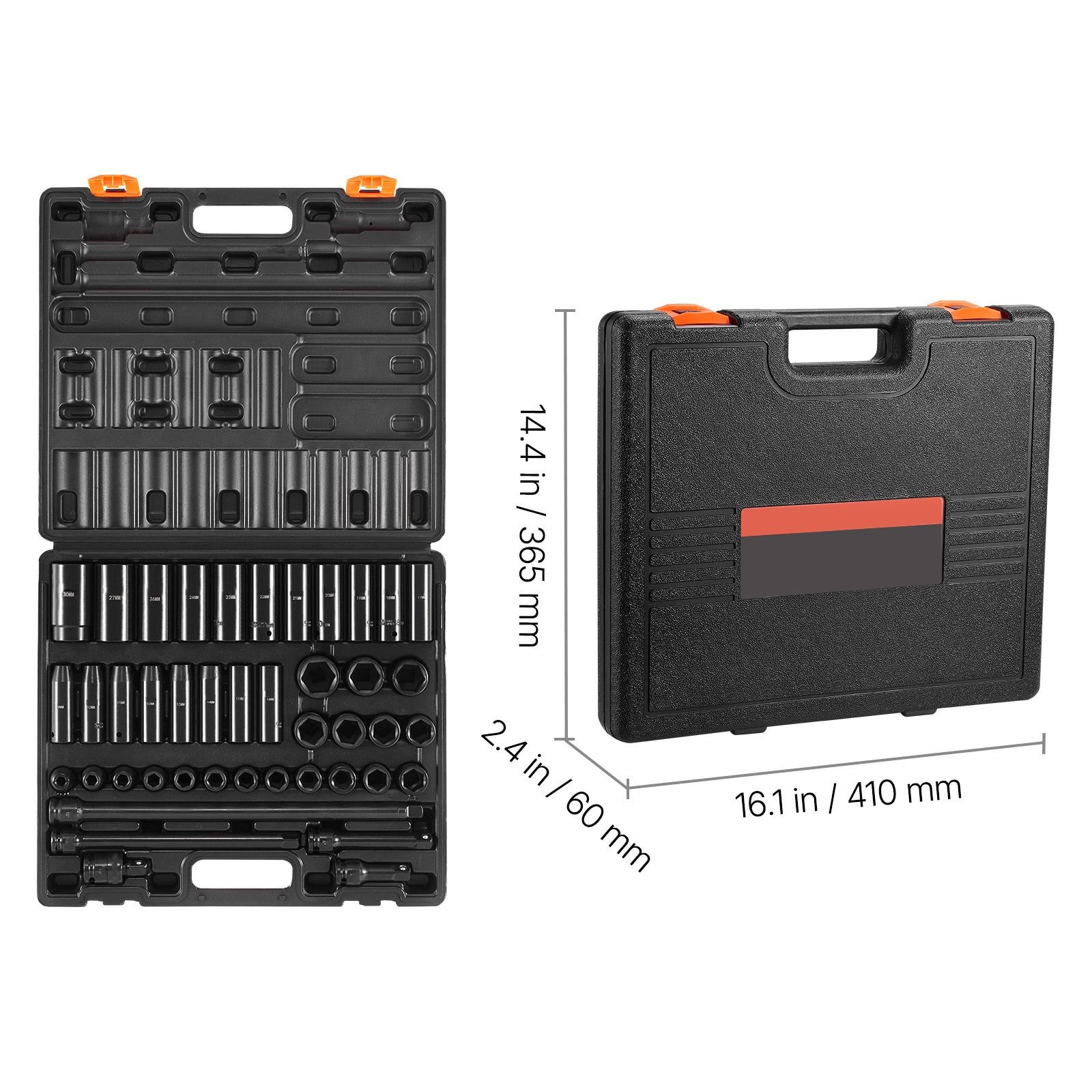 impact socket set 1/2 inches 43 piece impact sockets, standard socket assortment, 1/2 inches drive socket set 6 point sockets metric 9 30mm (standard/deep)