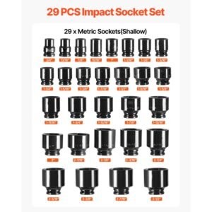 impact socket set 3/4 inches 29 piece impact sockets, 6 point sockets, rugged construction, cr m0, 3/4 inches drive socket set impact sae 3/4 inch 2 1/2 inch, with a storage cage