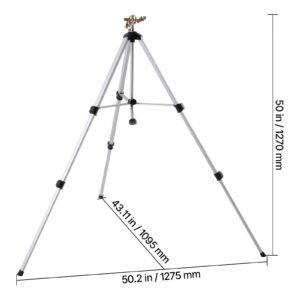 impact sprinkler on tripod base, heavy duty tripod sprinklers with brass head & 3/4" connector, 360 degree large area coverage irrigation sprinkler, adjustable heights sprinkler for yard gray